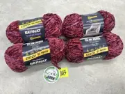 Lot Of 4 Bernat Crushed Velvet Yarn - Cranberry Cider