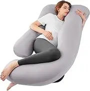 Sasttie Pregnancy Pillows for Sleeping, U Shaped Cooling Full Body Pillow Pregnancy Must Haves, Maternity Pillow for Pregnant Women, Pillow with Removable Cover for Side Sleeper, Light Grey