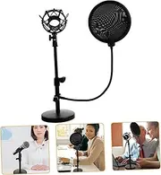 ERINGOGO 1 Set Adjustable Microphone Stand Desktop Mic Rack for Home Recording Podcasting Live Broadcasting Studio Use Durable Design with Clip for Wireless Microphones