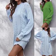 Women's Mini Dress Sweater Dress Casual Dress Fashion Outdoor Party Holiday Regular Fit Plain Long Sleeve Crew Neck Blue Green Summer