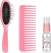 3 Pieces Hair Brush Kit for 18 Inch Doll - Wig Brushes, Wire and Plastic Brush, Comb Set with Spray Bottle for Head Care Styling Detangling Accessories (Light Pink)