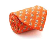 New Davidoff 100% Silk Neck Tie in Orange Color with Polo Players Pattern