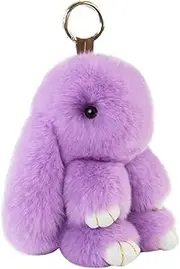 [ETENOVA] Bunny Keychain Soft Cute Rex Rabbit Fur Keychain Car Handbag Keyring Bag Charms Pendant
