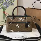 NEW Coach x Peanuts Snoopy Rowan Satchel Bag Hand Boston Tote C4118 Rare Japan