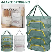 Herb Drying Rack 4 Layers Hanging Mesh Net with Zipper Closure Foldable flIoZ