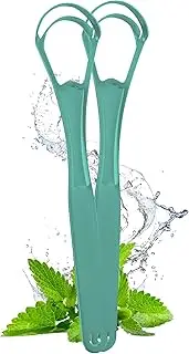 FloraVigo Double Scraper Head, Bad Breath Metal Tongue Cleaner, Tongue Scraper, Helps Oral Hygiene, Suitable for Travel (Pack of 2) (Green)