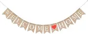 (Burlap) - jijAcraft Welcome Home Banner,Burlap Banner,Rustic Burlap Bunting,2.8 M Vintage Welcome Home Decoration Family Party Banner