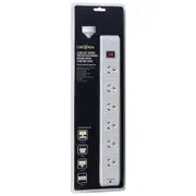 Chevron 6 Outlet Surge Protected Power Board with 3m Lead
