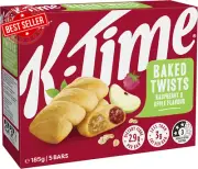 K-Time Baked Twists, Raspberry and Apple Flavour Snack Bars, 185G, 5 Count (Pack