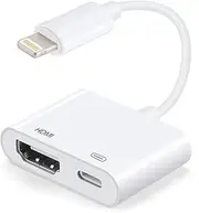 Lightning to HDMI Adapters with Lightning Digital AV Adapter 1080P Video & Audio Sync Screen Converter, Compatible with iPhone 12/11 /X /8Plus / iPad/iPod to HDMI - White