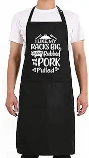 Funny Black Aprons for Men and Women with 3 Pockets - Birthday, Christmas, Thanksgiving Gifts for Mom, Dad, Husband, Wife Kitchen Chef Cooking Grilling BBQ Baking Apron