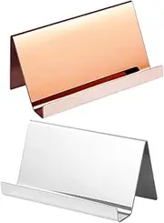 DIYEAH 2Pcs Stainless Steel Business Card Holder Elegant Table Display Stand for Office Professional Card Showcase for Visitors and Networking