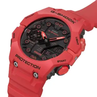 【CASIO 卡西歐】G-SHOCK 藍牙連線 碳纖維核心防護雙顯手錶-火焰紅 GA-B001-4A