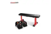 Powertrain 48KG Adjustable Dumbbell Set (Red) with Flat Bench