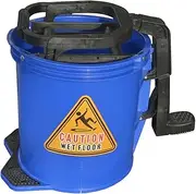 Cleanlink 12115 Mop Bucket Heavy Duty Plastic Wringer 16 Litre, Blue