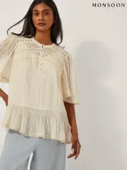 Monsoon Cream Edith Floaty Lace Top (W98516) | $173