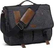 Messenger Bag for Men,Water Resistant Canvas 15.6 inch Laptop Shoulder Bag Vintage Satchel Bag for Work Travel by VONXURY