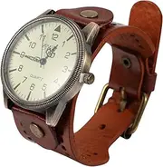 [FOMIYES] Durable Vintage Men Watch with Genuine Strap Casual Design Dial for Business and Daily Wear Quartz Movement Present for Men