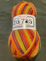 King Cole Zig Zag Sock Yarn Washable Wool 4810 Bumble Bee