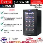 Wine Cooler 18 Bottles Glass Door Beverage Cooler Fridge Drink Vintage Black