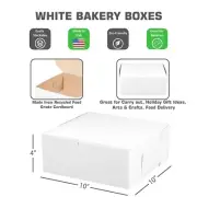 [ 20 Pack ] White Bakery Pastry Boxes 10 x 10 x 4 Inches
