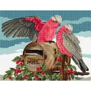 Country Threads Cross X Stitch Kit Air Mail Galahs Counted