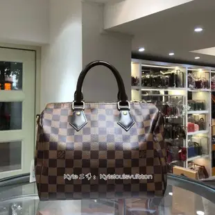 LV二手正品 LV  路易威登  N41368 咖啡色 棋盤格 speedy25 附背帶 波士頓 手提包 肩背包