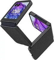 for Motorola Razr 50 Ultra Case, Carbon Fiber + Hard PC Shell Ultra Thin Slim Durable Protective Phone Case Cover for Motorola Moto Razr 50 Ultra 5G black