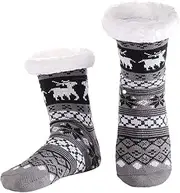[BSTcentelha] Super Soft Warm Cozy Fuzzy Fleece-lined Winter With Grips Slipper Socks For Man