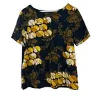 M&S Women’s Floral Blouse Size 12 Navy Short Sleeved Smart Casual BNWT
