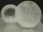 HOYA CRYSTAL JAPAN FROSTED CRYSTAL IRIS SET OF 4 PLATES AND BOWLS NIB