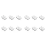 12PK Boxsweden Adjustable Drawer Tote Organiser Sleek Tray 18-29x12x7cm White