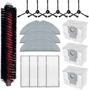 17 Pack Roller Side Brush Mop Filter Dust Bags Accessories for Roborock S8 S8+ S8 Pro Ultra G20 Vacuum Cleaner Spare Parts (1 Brush, 6 Side Brushes, 4 Filters, 3 Mop Pads, 3 Dust Bags)