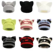 InsStyle Crochet Hat Lady Warm Beanie Cap Animal Ear Hat Lovely Street Snap Cap