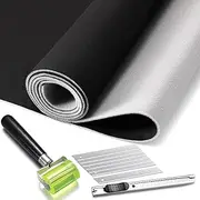 Pangda Suede Headliner Fabric 98 x 60'' with 1/9" Foam Backing Car Roof Headliner Fabric Suede Material Rubber Seam Roller Utility Knife for DIY Automotive Rv Boat Ceiling Interior Repair (Black)