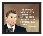 PRESIDENT RONALD REAGAN "TEN COMMANDMENTS MOSES US CONGRESS" 8X10 FRAMED PHOTO