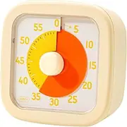 Visual Timer for Kids - 60 Minute Kids Visual Timer for Classroom Home Office, Countdown Clock for Teaching Work Meeting, Pomodoro Timer for Time Management (Cream Yellow)