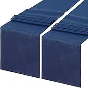 Navy Blue Burlap Table Runner Roll Farmhouse Table Runners 2 Pack 13x84 inch Jute Table Linens for Rustic Wedding Table Decoration
