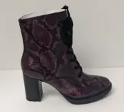 Naturalizer Callie Lace-Up Heeled Boots, Burgundy Snake, Women's 7 M