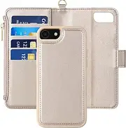 Kitzomi for iPhone SE Case with Wallet,iPhone 8 Wallet case,iPhone 7 case with Magnetic Detechable+RFID Blocking,Premium PU Leather+Kickstand and Card Slots for iPhone SE (2022/2020) Case,Beige