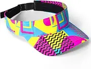 [Cindeer] 80s Neon Sports Visor Sun Hat for Women Men Neon Visor Retro Adjustable Nylon Cap for 80s 90s Party Golf Sports