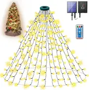 Solar Christmas Tree Lights,Outdoor Christmas Tree Decorations Lights - 400 LED 2M x 16 Lines 8 Modes (Warm white)