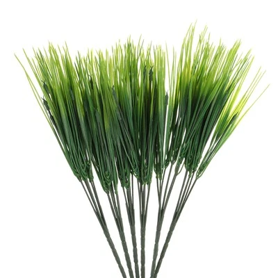 24Pcs Artificial Grass Plants, 15.7" Plastic Fake Wheat Grass Greenery, Green