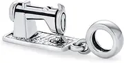 [Bling Jewelry] Personalized Fashion Designer Seamstress Sewing Machine Dangle Bead Charm For Women Teen Oxidized .925 Sterling Silver Fits European Bracelet