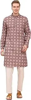 [Pro-Ethic Style Developer] Men's Cotton Regular Fit Sequence Printed Work Kurta | Traditional Indian Festive Kurta (A-121)