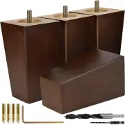 Walnut Brown Square Furniture Legs Set of 4 - Pick Your Size and Color