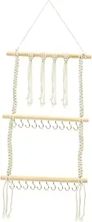 FONDOTIN Wall Hanging Hair Bow Organizer Rope Headband Display Shelf with Hooks for Storage for Hair Clips Bows and Accessories Keeps Tidy