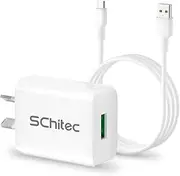 USB Charger 18W Fast Charger with 1M Quick Charge Cable 3.0 USB Plug Compatible with Galaxy S10 S9 Plus A50 A20e Note 9, Redmi Note 9S, iPad, Huawei