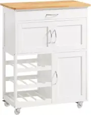 Kitchen Trolley Kitchen Island with Wine Racks Portable Workbench Serving Car