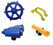 BLUE Yellow Playground Accessories Pack Ship Wheel Binoculars Telescope Handles